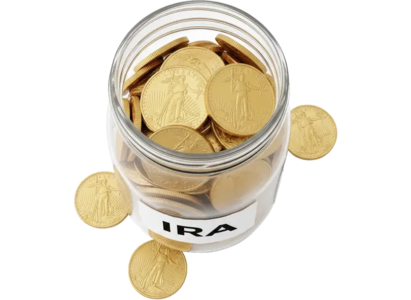 IRA jar full of gold eagle coins