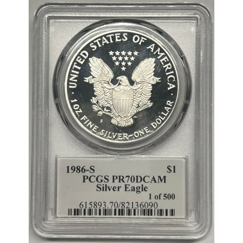 1986-S $1 Silver Eagle Mercanti Signature 1 of 500, DCAM (2)