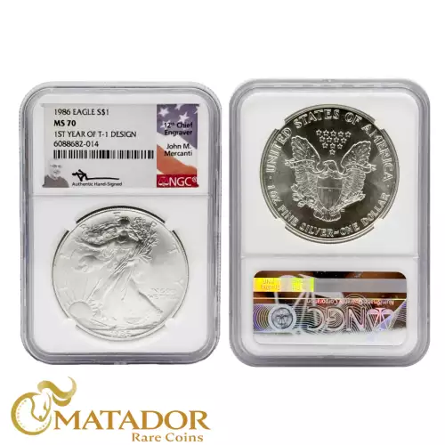 1989 $1 Silver Eagle Mercanti Silver Eagle Signature (3)