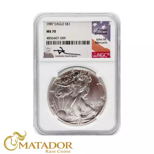 1989 $1 Silver Eagle Mercanti Silver Eagle Signature