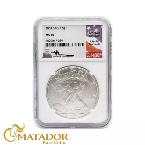 1989 $1 Silver Eagle Mercanti Silver Eagle Signature