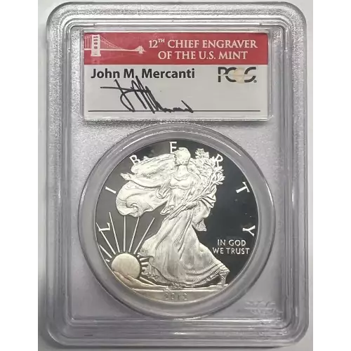 2012 S Silver Eagle Proof PCGS PR-70 Coin & Currency Set FSJohn Mercanti