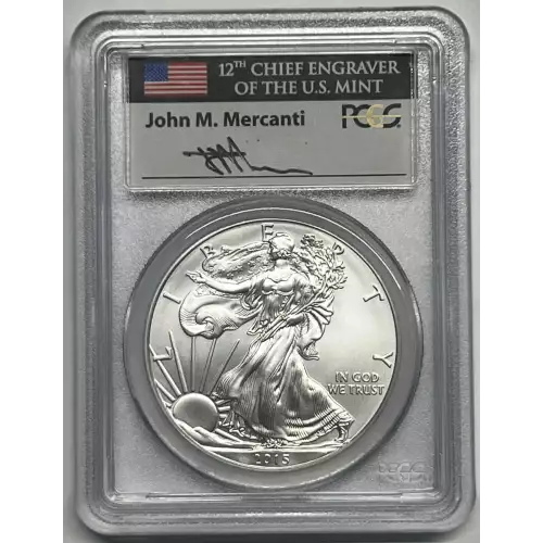 2015 W Silver Eagle Proof PCGS PR-70 FDOI-Philadelphia John Mercanti (2)