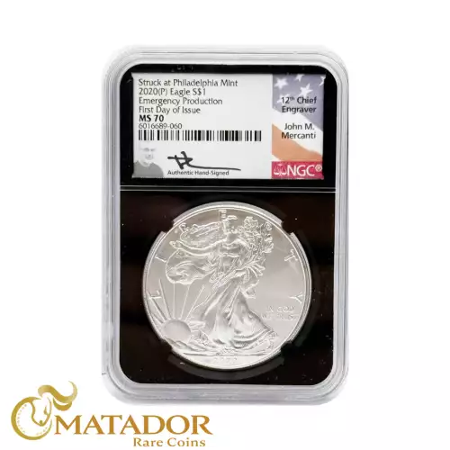 2020-P Silver Eagle Emergency Issue NGC MS70 First Day of Issue (2)