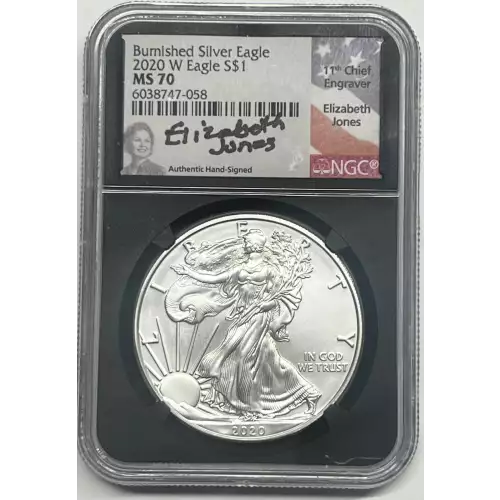 2020 W Silver Eagle Burnished NGC MS-70 Elizabeth Jones