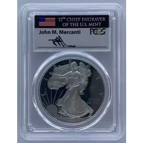 2020-W Silver Eagle Proof PCGS PF70 Signed by John Mercanti