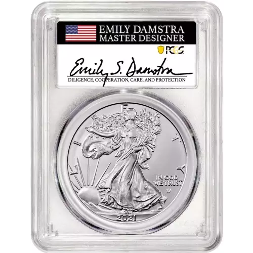 2021 Silver Eagle Type 2 PCGS MS70 First Strike Signed by Emily Damstra (2)