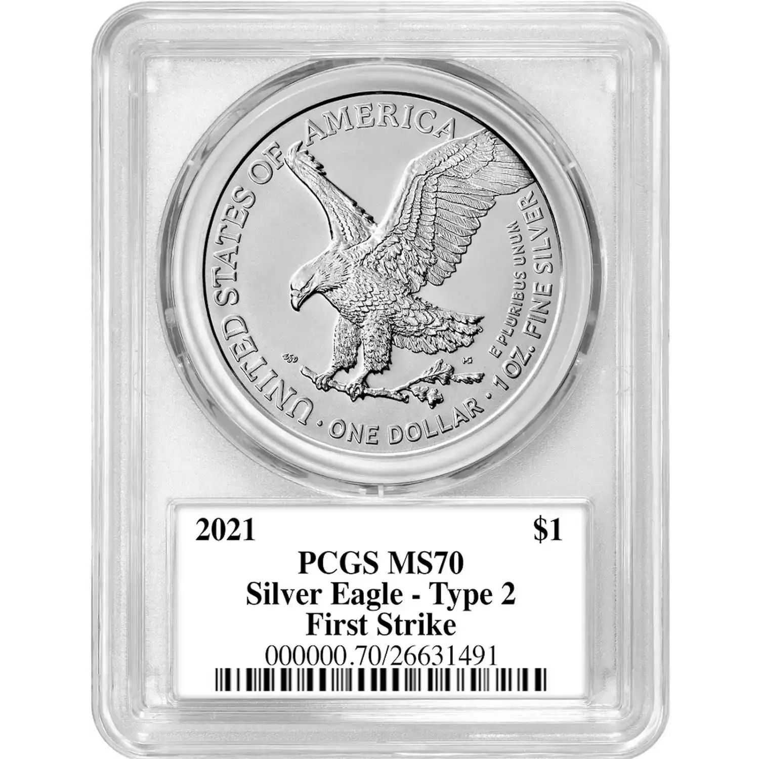 2021 Silver Eagle Type 2 PCGS MS70 First Strike Signed by Emily Damstra (3)