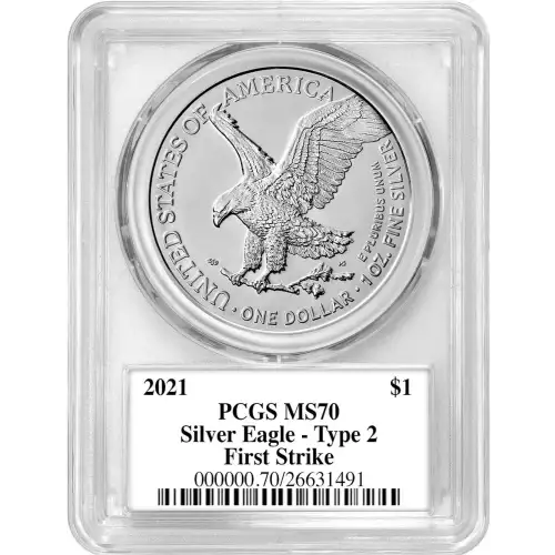2021 Silver Eagle Type 2 PCGS MS70 First Strike Signed by Emily Damstra (3)