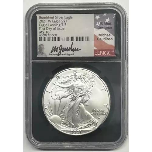 2021 W Silver Eagle Burnished NGC MS-70 Eagle Landing T-2 FDOI John Mercanti (4)