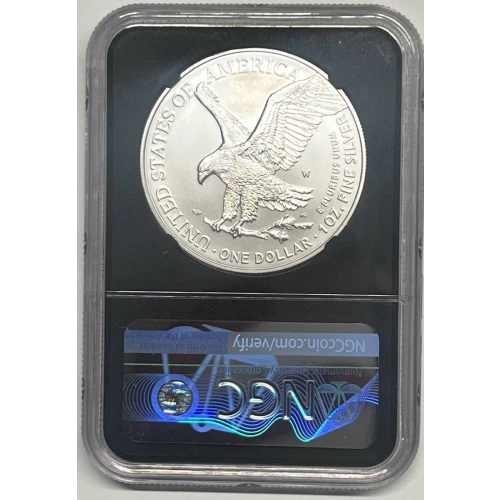 2021 W Silver Eagle Burnished NGC MS-70 Eagle Landing T-2 FDOI John Mercanti (3)