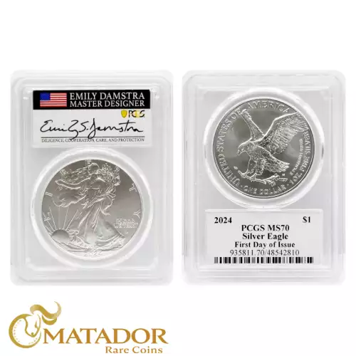 2022-W $1 Burnished Silver Eagle Advanced Release Emily Damstra Flag (3)