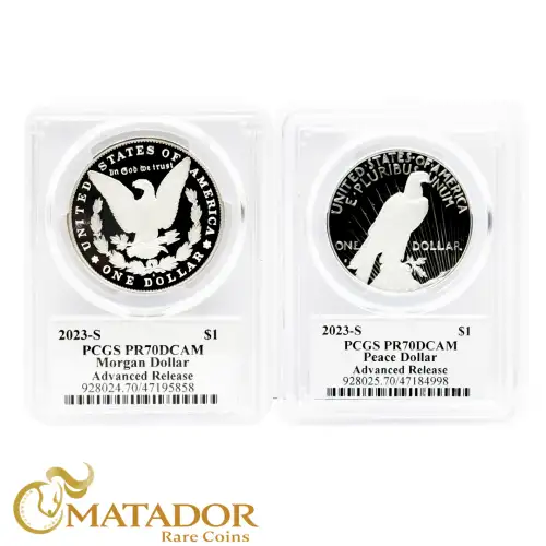 2023-S $1 Morgan and Peace Dollar Proof Set PCGS PR70 Advanced Release Signed by Emily Damstra
