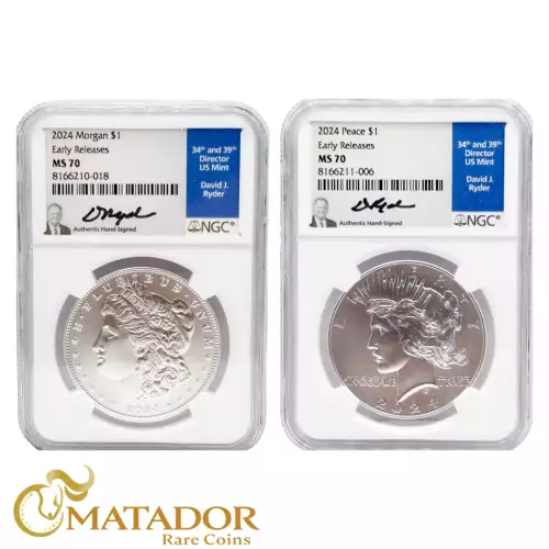 2024 $1 Morgan & Peace Set NGC MS70 Early Release David Ryder