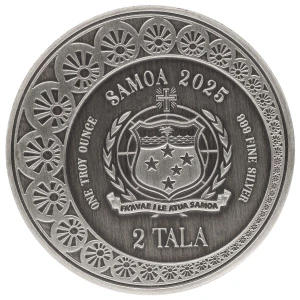 2025 1 oz Samoan - Mermaid & Pearl Antique Silver Coin (2)