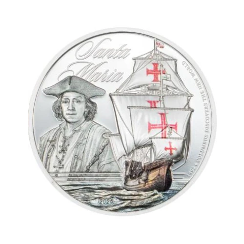 2026 1 oz Legends of The Seas - Santa Maria Colorized Silver Coin (2)