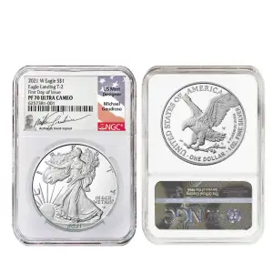 2021-W Silver Eagle Type 2 NGC PF70UC First Day of Issue Signed by Engraver Michael Gaudioso (1)